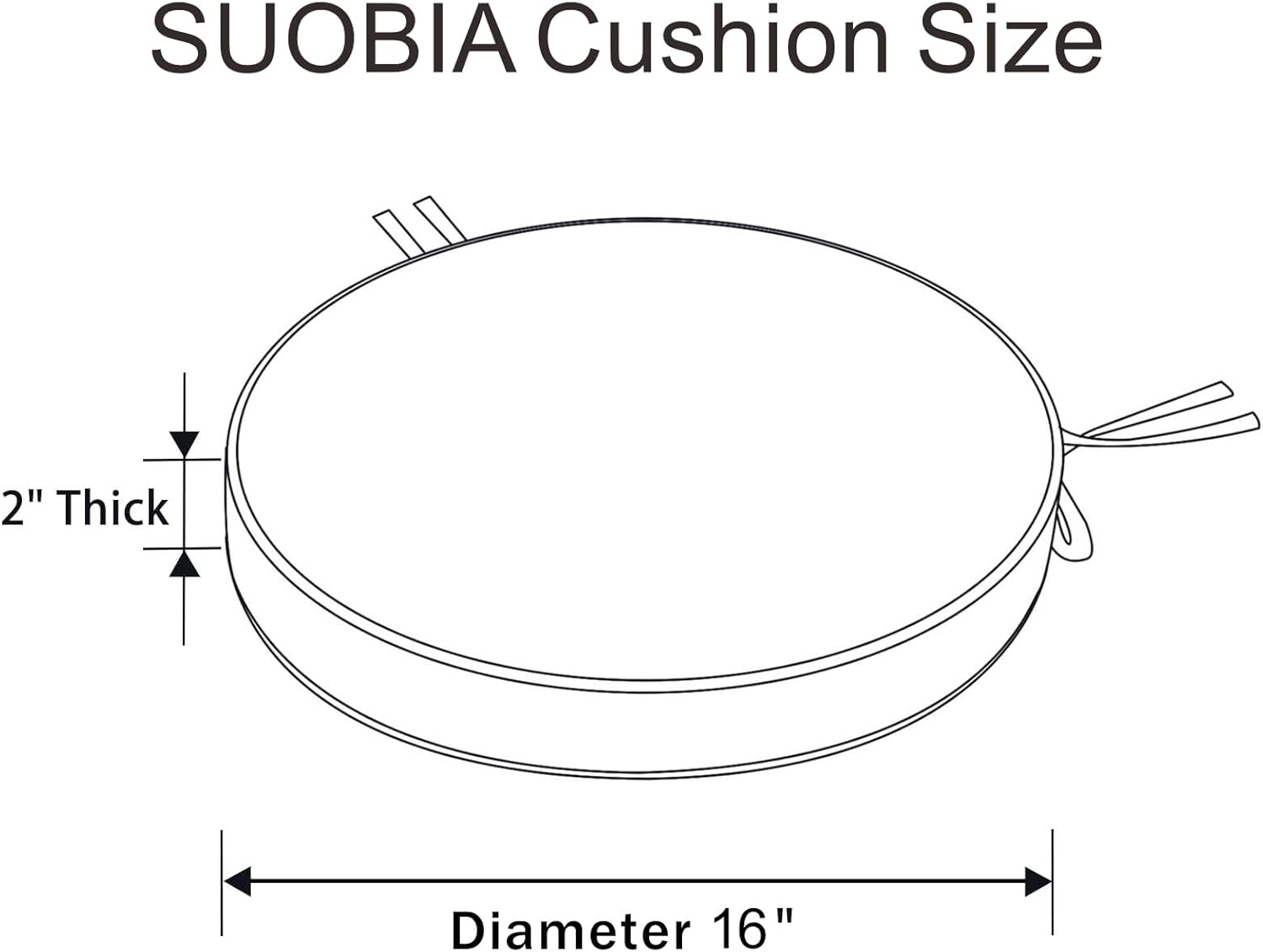 Outdoor Diameter 16 Inch Round Bistro Chair Cushion, Waterproof & Fade-Resistant Circular Seat Pad with Ties for Patio Furniture, Set of 2, Khaki
