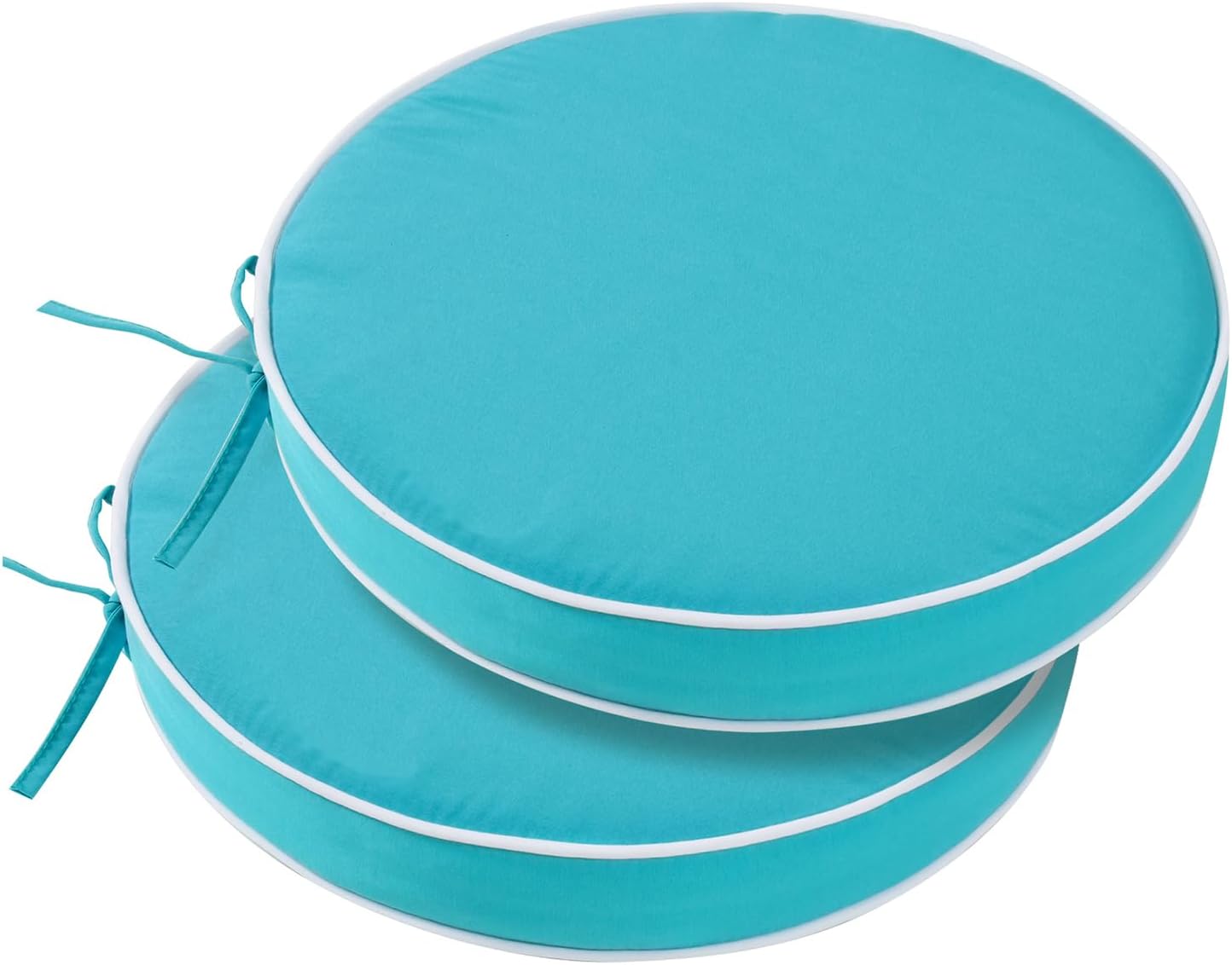 Outdoor Bistro Chair Cushions Set of 2, Waterproof 15 inch Round Seat Cushions with Ties for Patio Deck Furniture