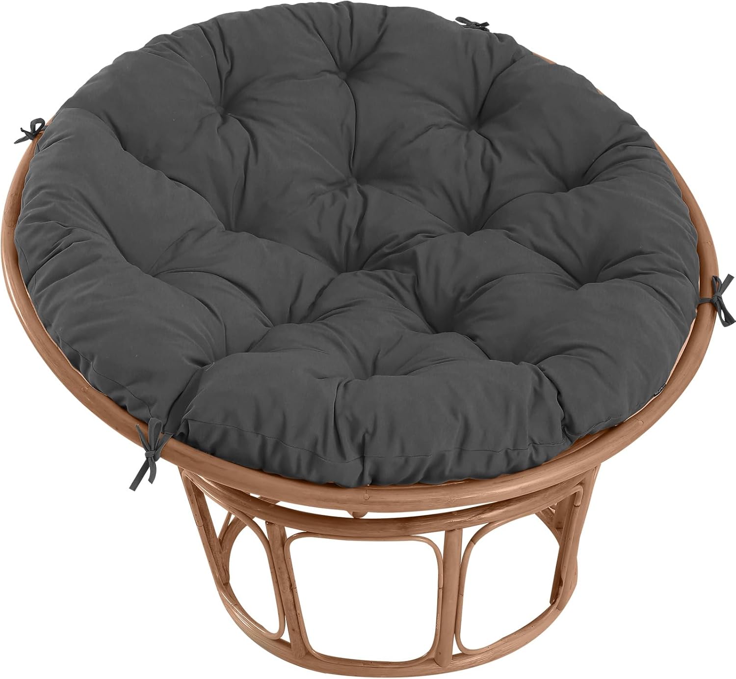 Papasan Chair Cushion Outdoor, Round Papasan Cushion Indoor with Ties, Waterproof Circle Seat Pad for Porch Patio Garden, 45 in Navy, Cushion Only