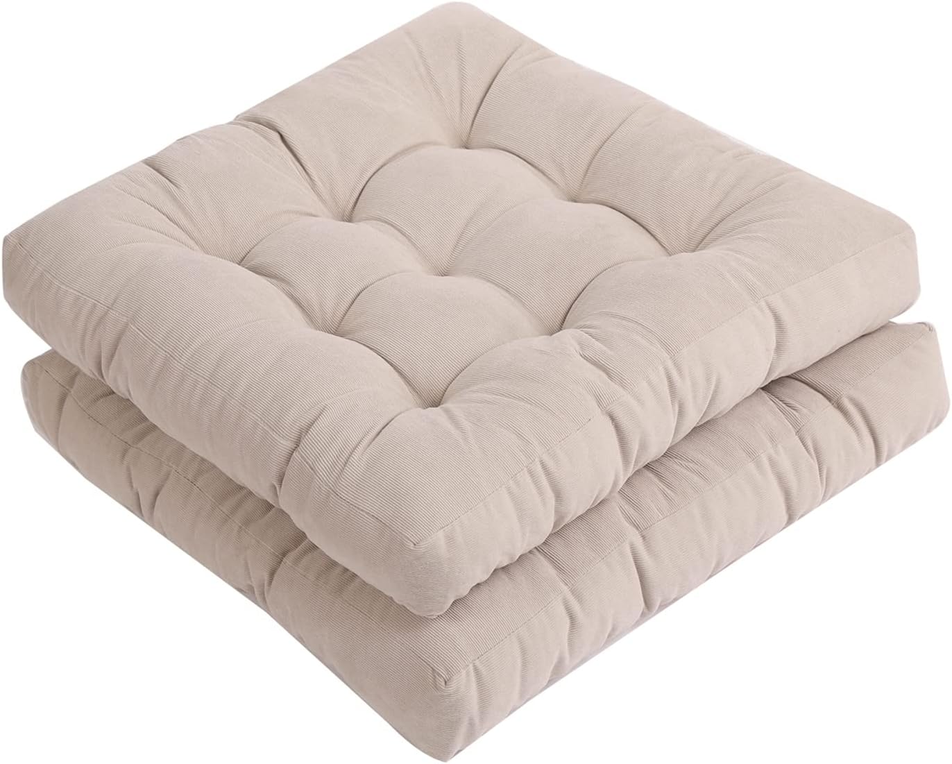 Tiita Round Office Chair Cushions 22x22 Inch Outdoor Seat Pads Set of 2 Throw Floor Pillows for Adults Sitting Patio Garden, Beige