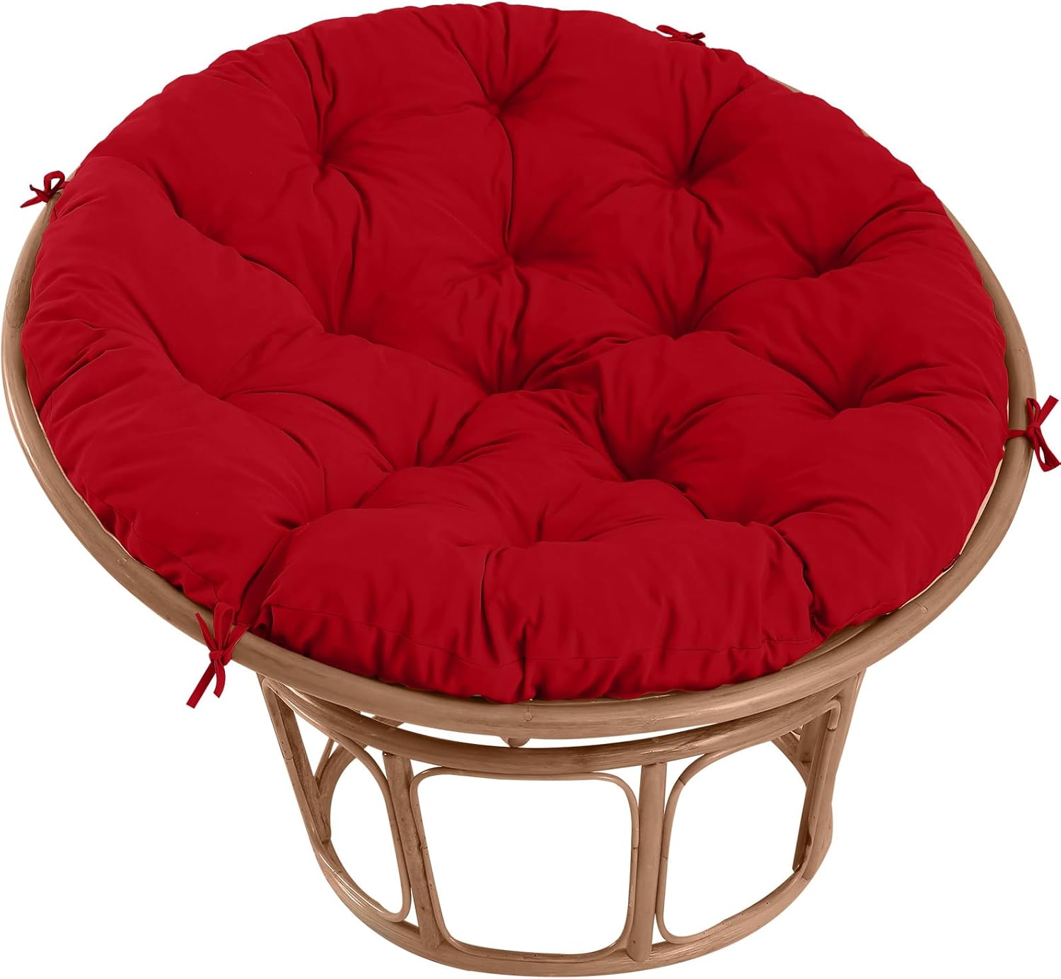 Papasan Chair Cushion Outdoor, Round Papasan Cushion Indoor with Ties, Waterproof Circle Seat Pad for Porch Patio Garden, 45 in Navy, Cushion Only