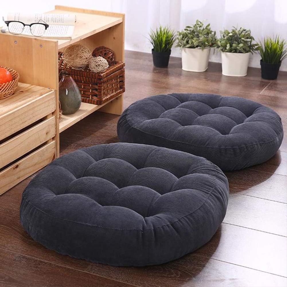 Tiita Round Office Chair Cushions 22x22 Inch Outdoor Seat Pads Set of 2 Throw Floor Pillows for Adults Sitting Patio Garden, Beige