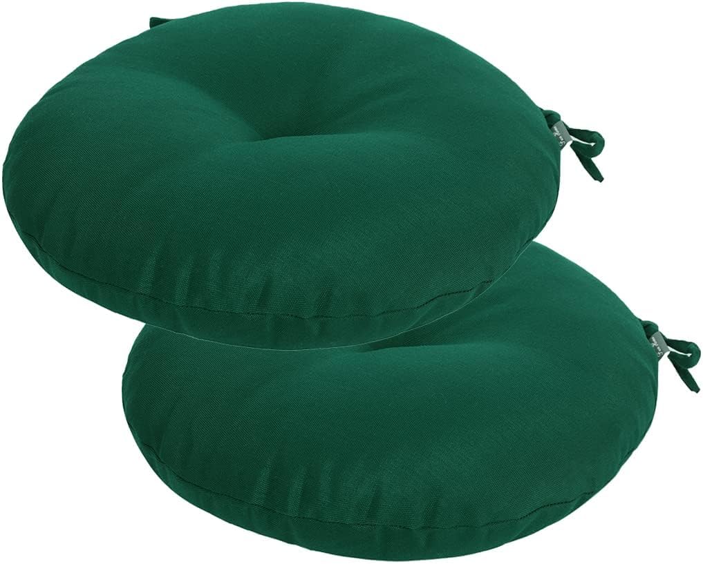 Bistro Chair Cushions 15 inch,Set of 2,Tufted Round Chair Cushions with Ties,15"x15"x4",Water Resistant Round Seat Cushion for Barstool Chairs,Patio Garden Kitchen Outdoor Furniture(Butterfly Flower)