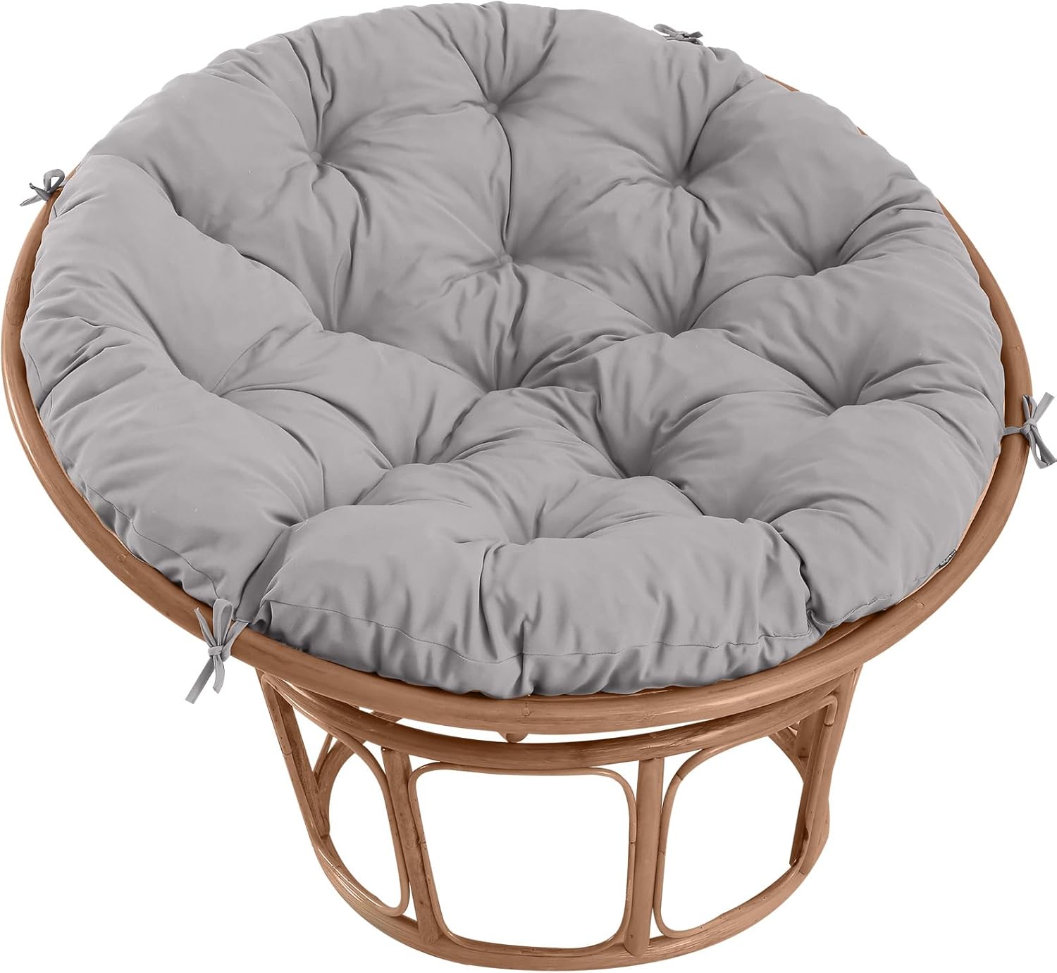Papasan Chair Cushion Outdoor, Round Papasan Cushion Indoor with Ties, Waterproof Circle Seat Pad for Porch Patio Garden, 45 in Navy, Cushion Only