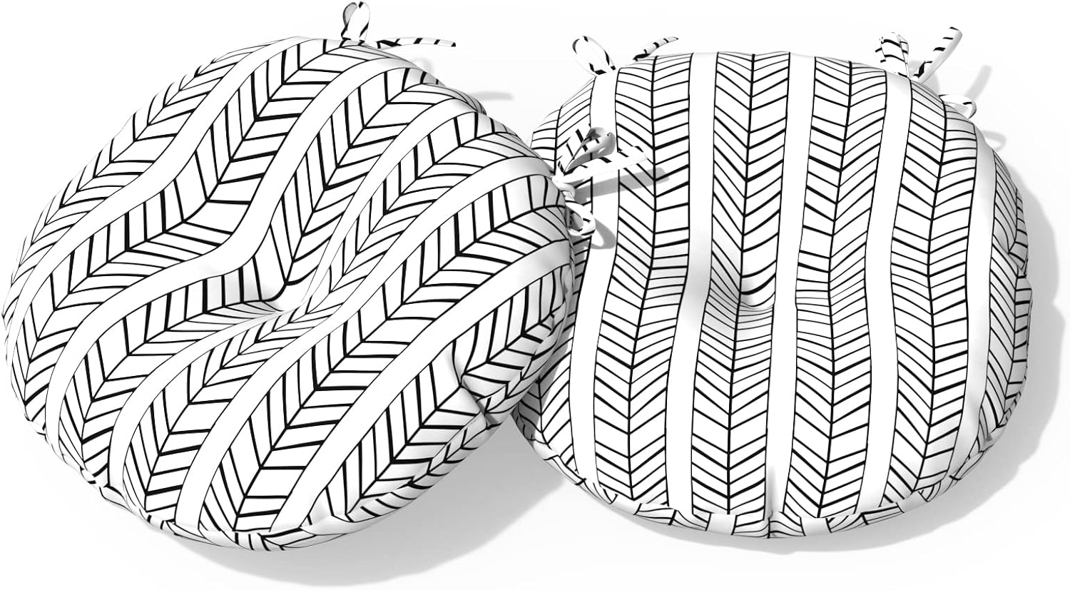 Outdoor Bistro Chair Cushion with Ties, Tufted Patio Chair Cushions Set of 2, Round Seat Cushion 15”x15”x4” for Home Garden Balcony Office Porch Lawn Deck, Paisley Multi