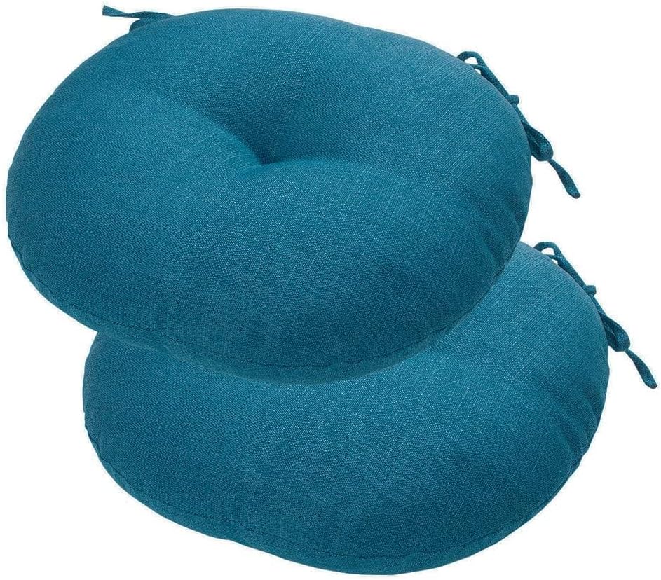 Bistro Chair Cushions 15 inch,Set of 2,Tufted Round Chair Cushions with Ties,15"x15"x4",Water Resistant Round Seat Cushion for Barstool Chairs,Patio Garden Kitchen Outdoor Furniture(Butterfly Flower)