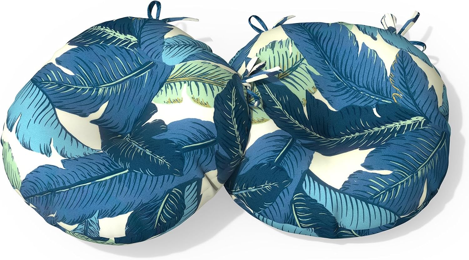 Outdoor Bistro Chair Cushion with Ties, Tufted Patio Chair Cushions Set of 2, Round Seat Cushion 15”x15”x4” for Home Garden Balcony Office Porch Lawn Deck, Paisley Multi