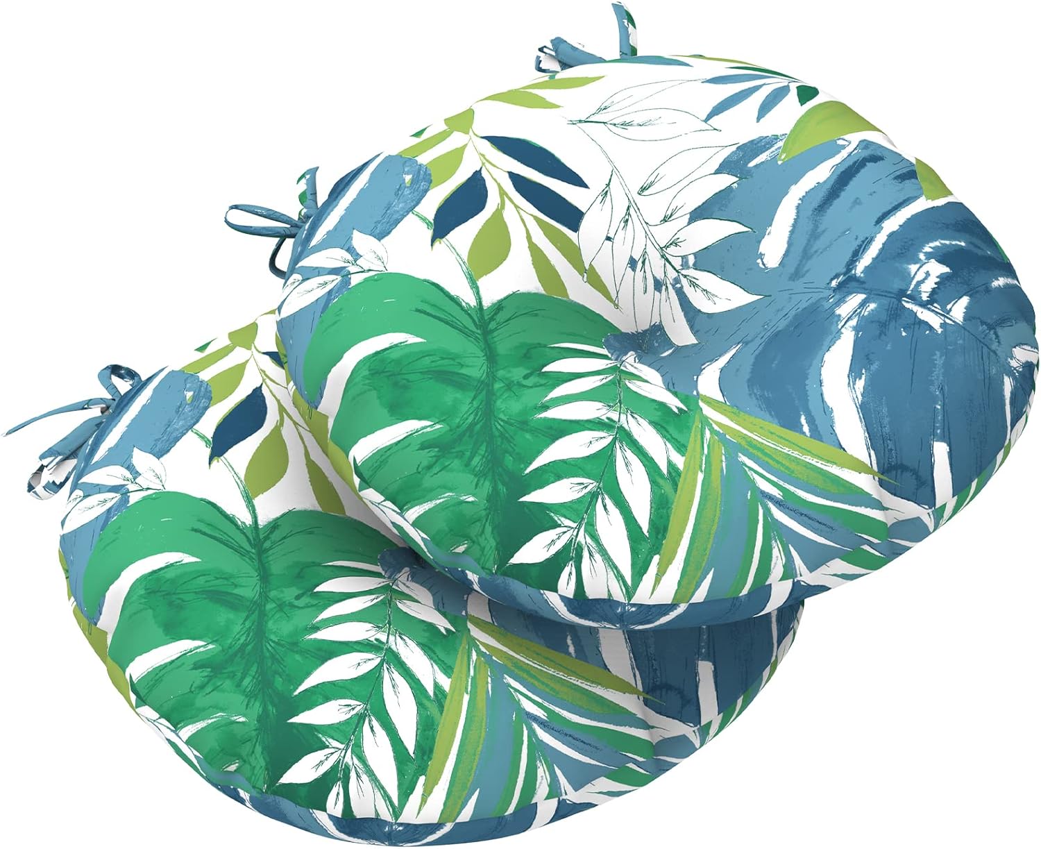 LVTXIII Outdoor Seat Cushions Patio Chair Pads with Ties, Round Bistro Chair Cushions for Home Office and Patio Garden Furniture Decoration 15"x15"x4", Set of 2, Pebble Blue