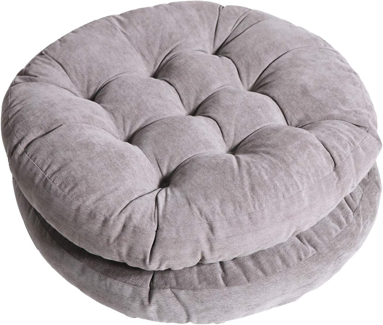 Tiita Round Office Chair Cushions 22x22 Inch Outdoor Seat Pads Set of 2 Throw Floor Pillows for Adults Sitting Patio Garden, Beige