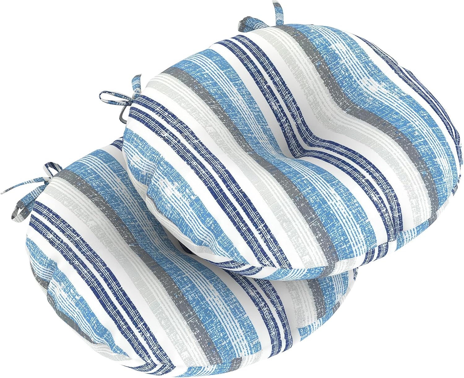 LVTXIII Outdoor Seat Cushions Patio Chair Pads with Ties, Round Bistro Chair Cushions for Home Office and Patio Garden Furniture Decoration 15"x15"x4", Set of 2, Pebble Blue