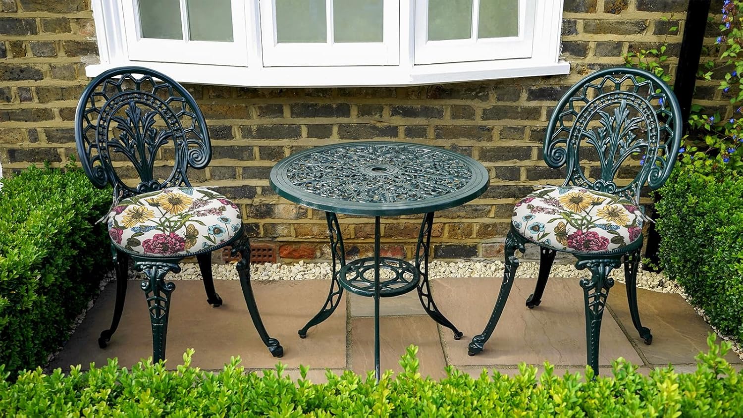 Bistro Chair Cushions 15 inch,Set of 2,Tufted Round Chair Cushions with Ties,15"x15"x4",Water Resistant Round Seat Cushion for Barstool Chairs,Patio Garden Kitchen Outdoor Furniture(Butterfly Flower)