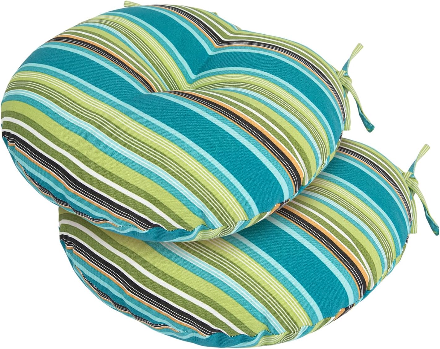 Bistro Chair Cushions 15 inch,Set of 2,Tufted Round Chair Cushions with Ties,15"x15"x4",Water Resistant Round Seat Cushion for Barstool Chairs,Patio Garden Kitchen Outdoor Furniture(Butterfly Flower)