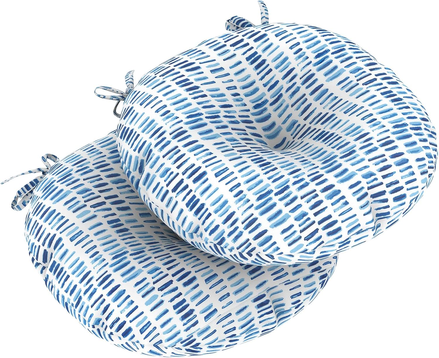 LVTXIII Outdoor Seat Cushions Patio Chair Pads with Ties, Round Bistro Chair Cushions for Home Office and Patio Garden Furniture Decoration 15"x15"x4", Set of 2, Pebble Blue