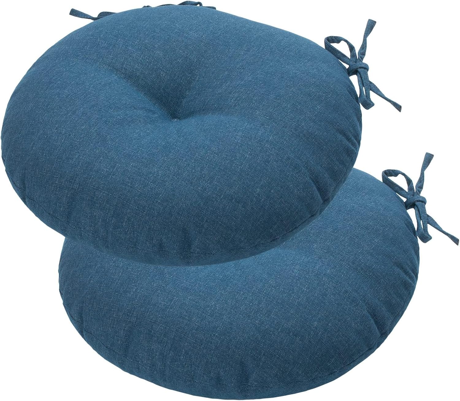 Bistro Chair Cushions 15 inch,Set of 2,Tufted Round Chair Cushions with Ties,15"x15"x4",Water Resistant Round Seat Cushion for Barstool Chairs,Patio Garden Kitchen Outdoor Furniture(Butterfly Flower)