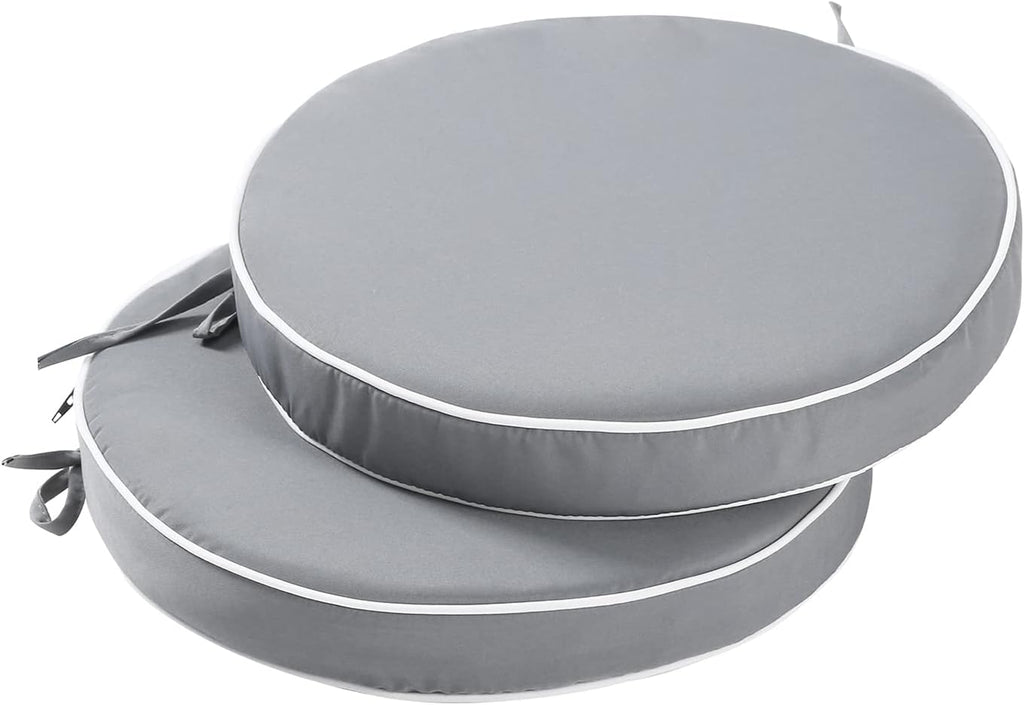 Outdoor Bistro Chair Cushions Set of 2, Waterproof 15 inch Round Seat Cushions with Ties for Patio Deck Furniture
