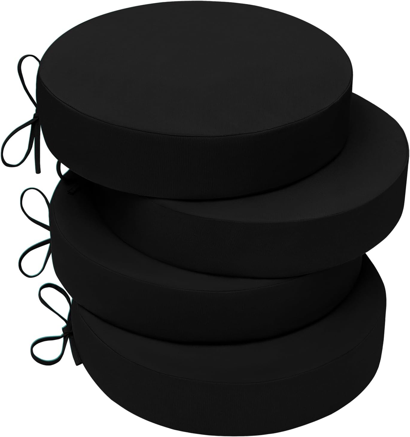 Wellsin Outdoor Bistro Chair Cushions, 3-Layer Waterproof Round Outdoor Cushions with Removable Covers, Outdoor Chair Cushions Set of 2, 15x15x3 Inch, Teal