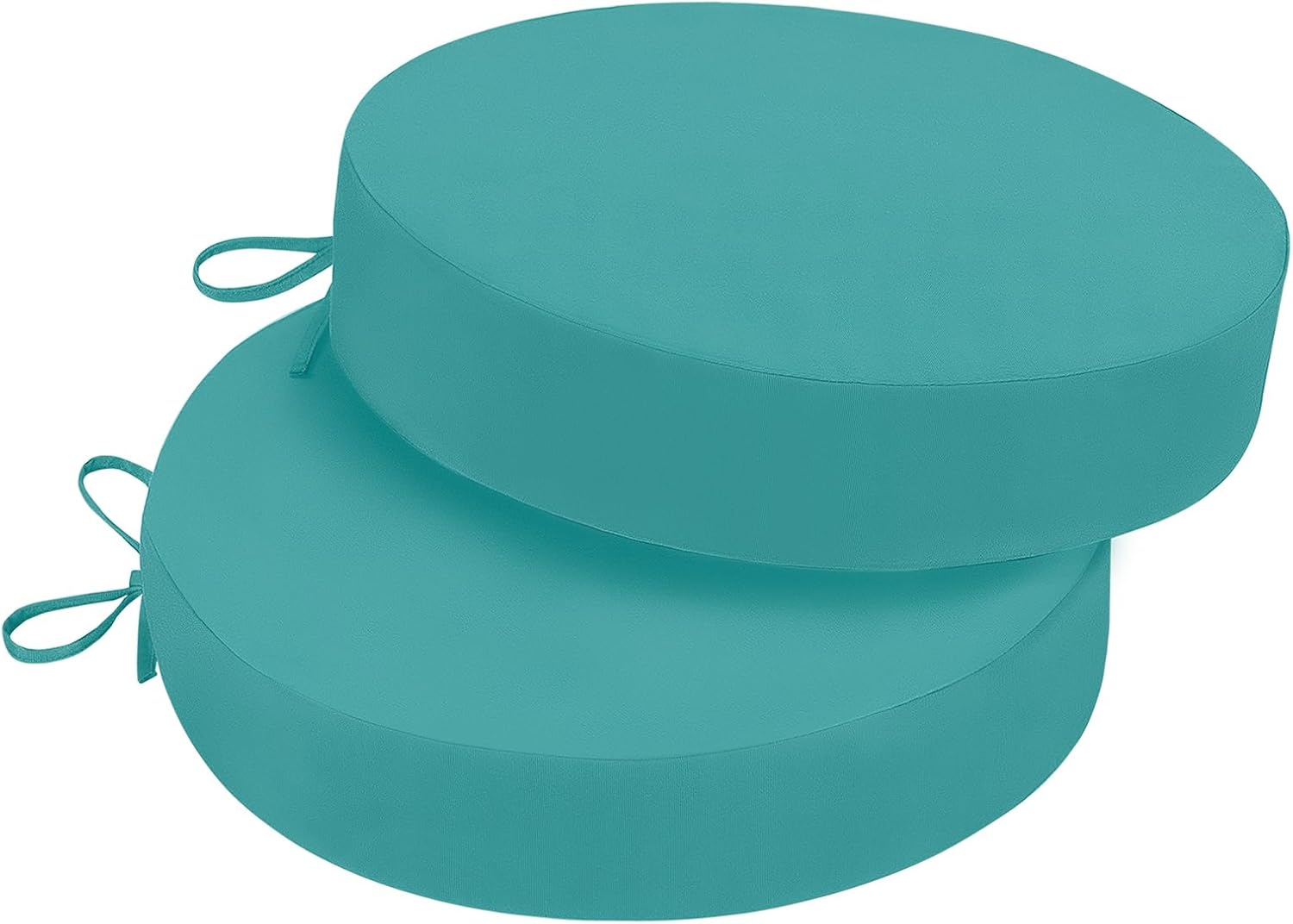 Wellsin Outdoor Bistro Chair Cushions, 3-Layer Waterproof Round Outdoor Cushions with Removable Covers, Outdoor Chair Cushions Set of 2, 15x15x3 Inch, Teal