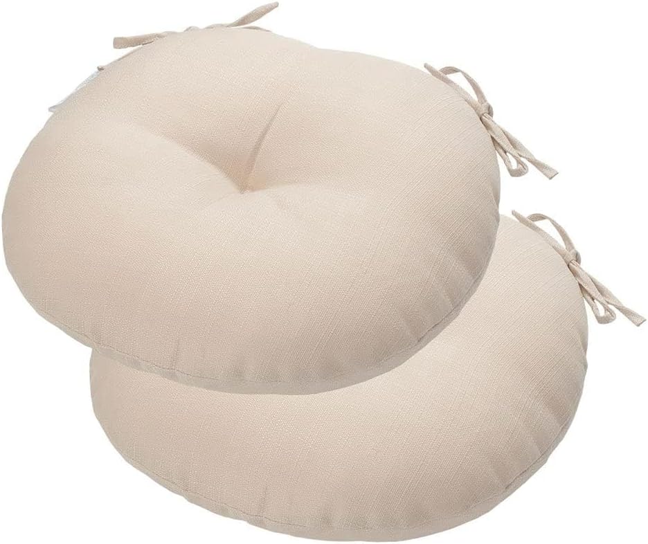 Bistro Chair Cushions 15 inch,Set of 2,Tufted Round Chair Cushions with Ties,15"x15"x4",Water Resistant Round Seat Cushion for Barstool Chairs,Patio Garden Kitchen Outdoor Furniture(Butterfly Flower)