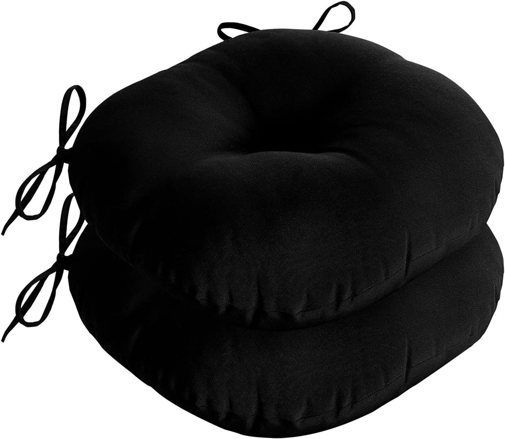 downluxe Bistro Chair Cushions for Patio Furniture, Water-Resistant Round Outdoor Chair Cushions Set of 4 with Non-Slip Ties, 15" x 15", Yellow