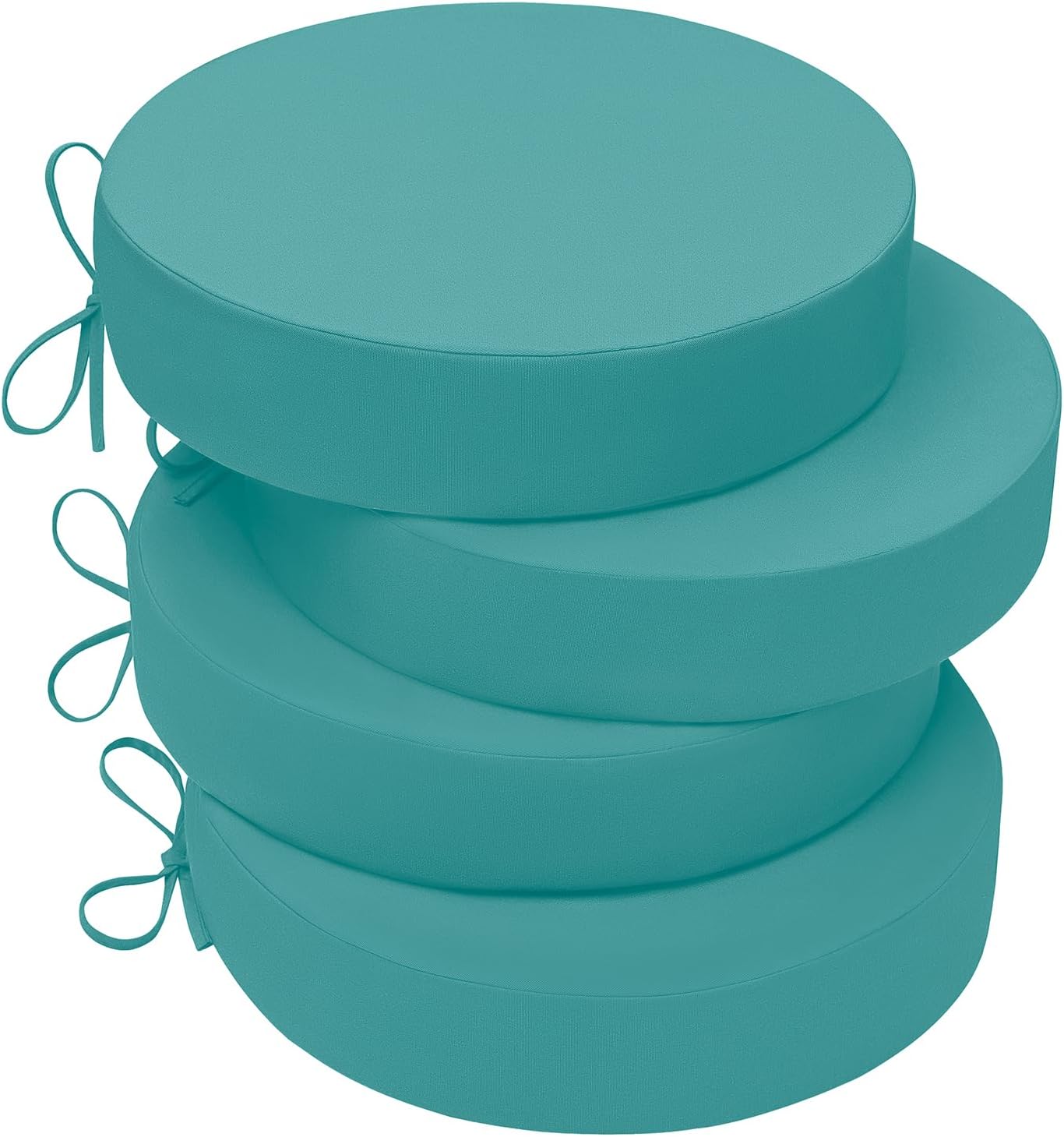 Wellsin Outdoor Bistro Chair Cushions, 3-Layer Waterproof Round Outdoor Cushions with Removable Covers, Outdoor Chair Cushions Set of 2, 15x15x3 Inch, Teal