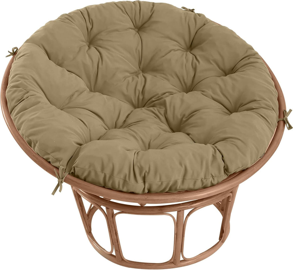 Papasan Chair Cushion Outdoor, Round Papasan Cushion Indoor with Ties, Waterproof Circle Seat Pad for Porch Patio Garden, 45 in Navy, Cushion Only