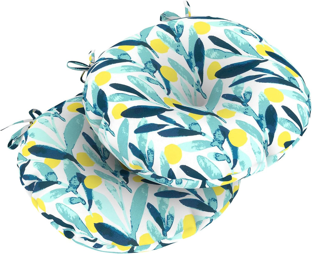 LVTXIII Outdoor Seat Cushions Patio Chair Pads with Ties, Round Bistro Chair Cushions for Home Office and Patio Garden Furniture Decoration 15"x15"x4", Set of 2, Pebble Blue