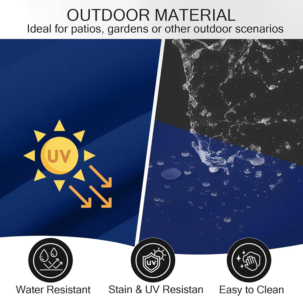 Papasan Chair Cushion Outdoor, Round Papasan Cushion Indoor with Ties, Waterproof Circle Seat Pad for Porch Patio Garden, 45 in Navy, Cushion Only