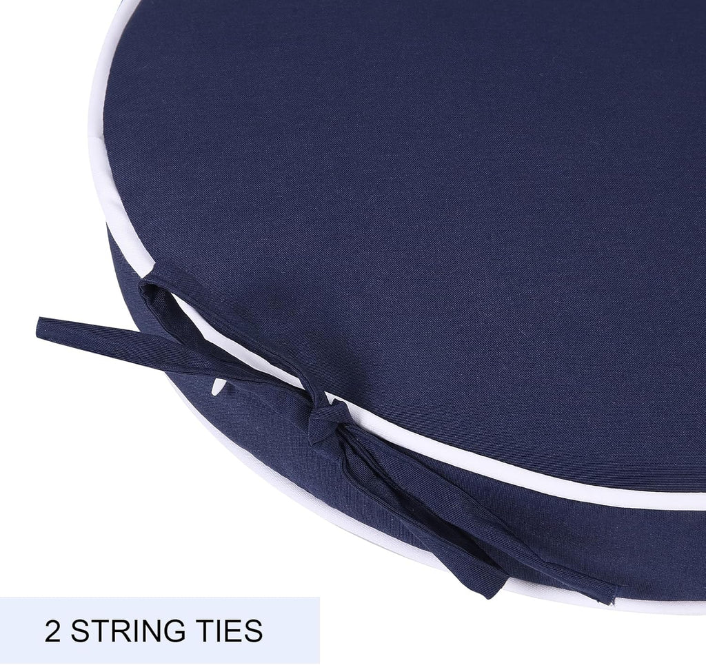 Outdoor Bistro Chair Cushions Set of 2, Waterproof 15 inch Round Seat Cushions with Ties for Patio Deck Furniture