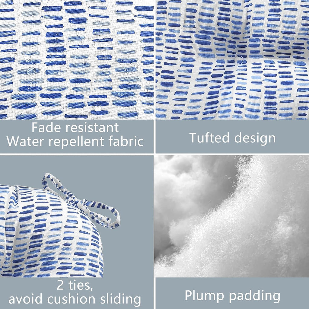 LVTXIII Outdoor Seat Cushions Patio Chair Pads with Ties, Round Bistro Chair Cushions for Home Office and Patio Garden Furniture Decoration 15"x15"x4", Set of 2, Pebble Blue