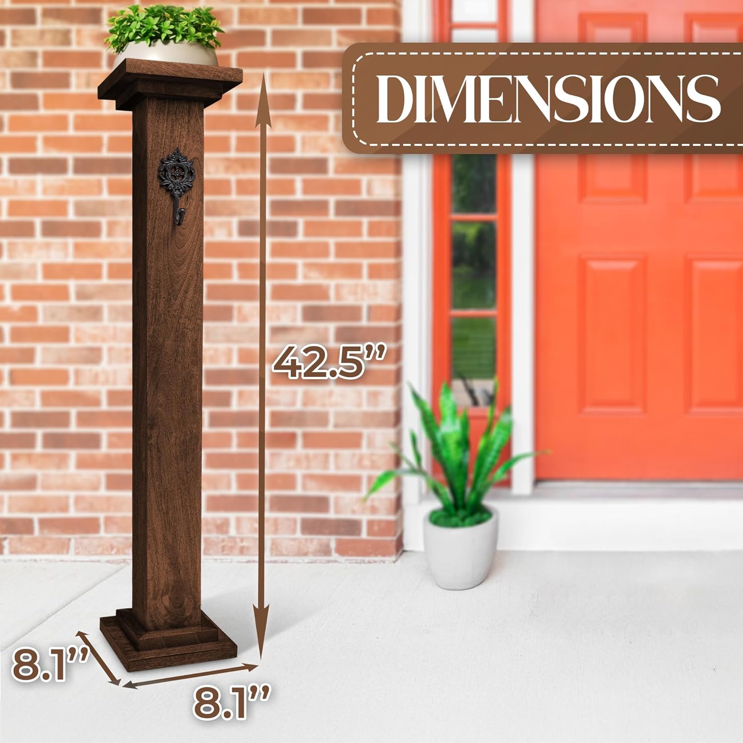 Wooden Porch Sign, Wreath Post - 42.5" Welcome Sign Post for Front Porch Decor - Handmade from Durable Mango Wood - Front Door Wreath Holder - Stand for Welcome Home Signs - Front Door Decor