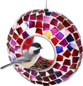 Sunnydaze 6-Inch Glass Mosaic Hanging Bird Feeder for Outdoors - Fly-Through Wild Bird Feeder - Iridescent Purple Mosaic