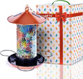 XDW-GIFTS Mosaic Solar Wild Bird Feeder, Waterproof Lantern Shape with S-Hook & 4 LED Lights, Garden Decor for Lawn, Patio, Balcony, Yard Ornament - Unique Gifts for Mom, Women, Grandma, Bird Lovers